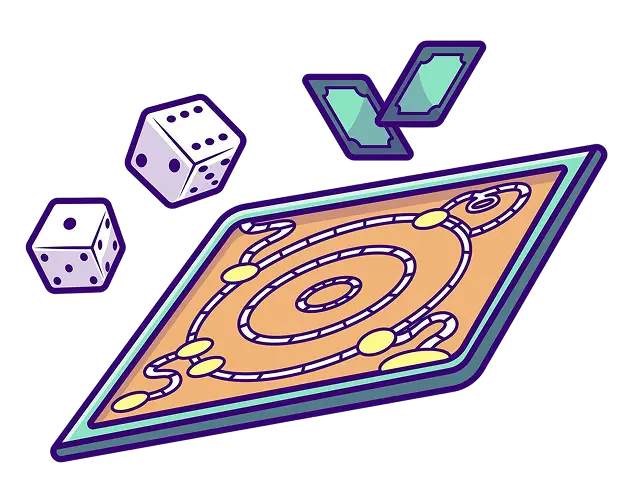 Uma imagem estilizada de um tabuleiro com dados e cartas a flutuar no ar, indicando se o jogo está ativo ou em pausa.
