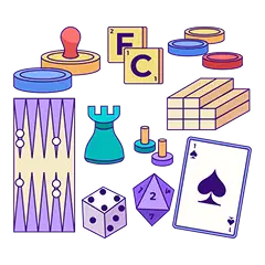 Conjunto de jogos para jogar à mesa.